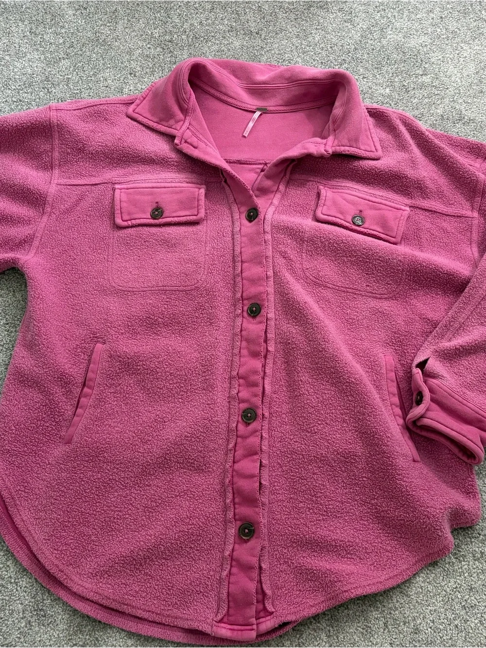 Free People Pink Oversized Sherpa Shacket